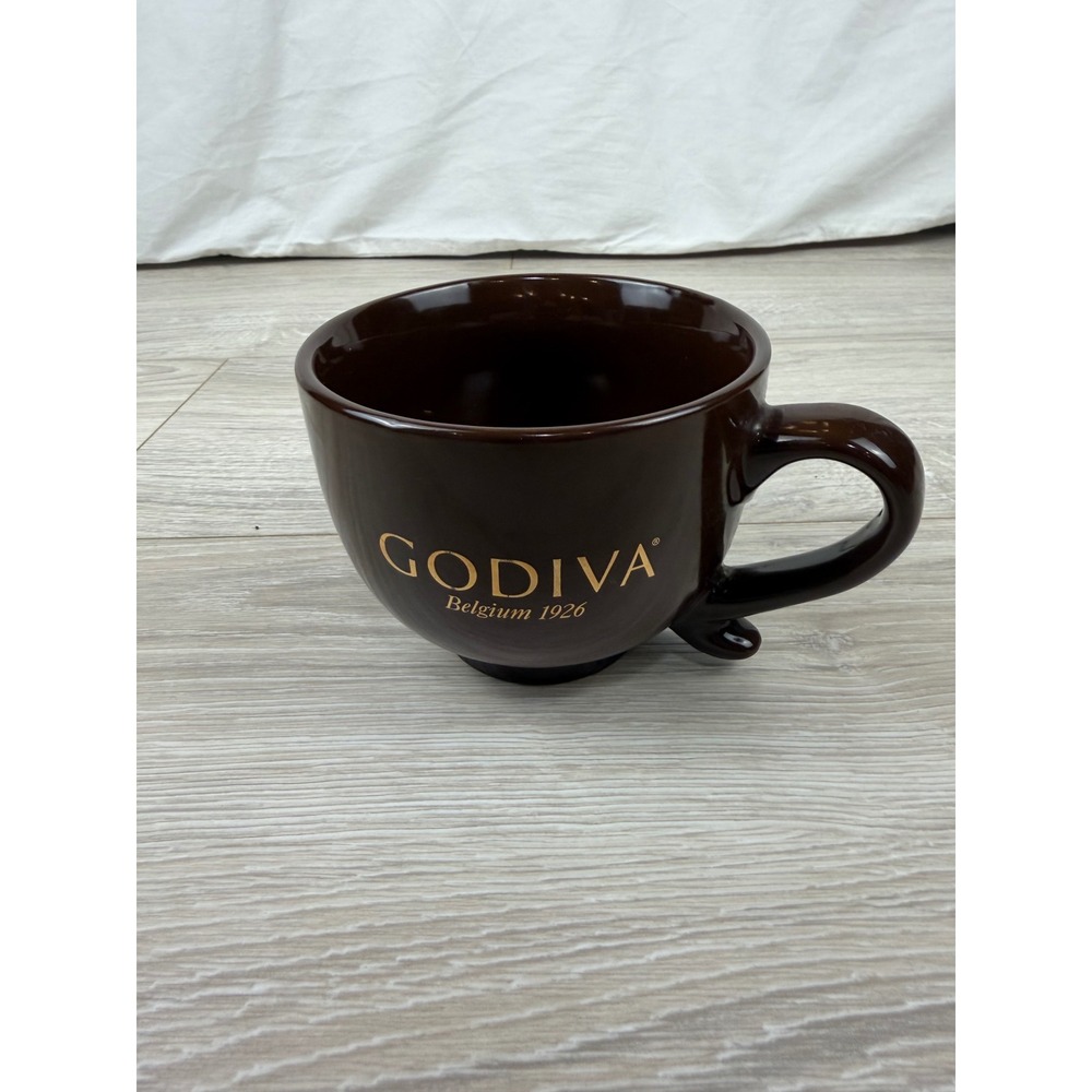 Godiva Belgium 1926 Brown Ceramic Oversized Coffee Mug Hot Cocoa Cup Large‎ Logo
